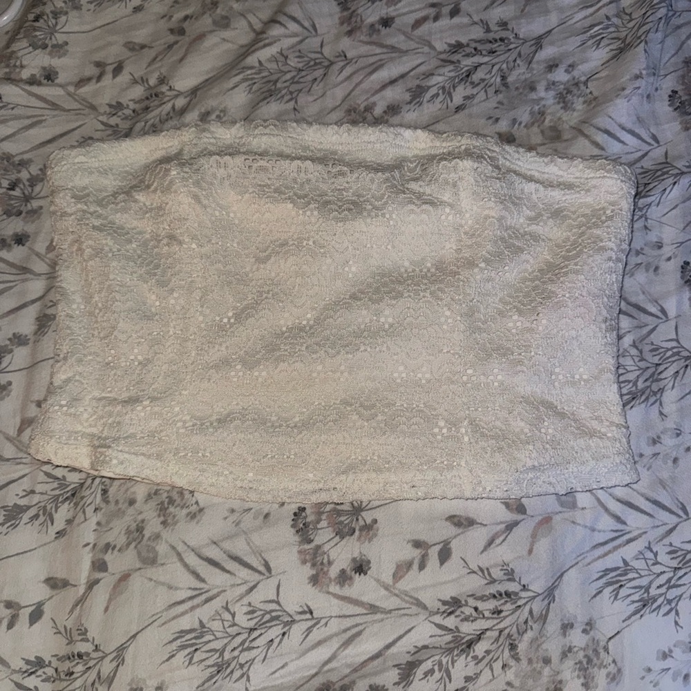 New with tags white two piece tube top & long slit skirt